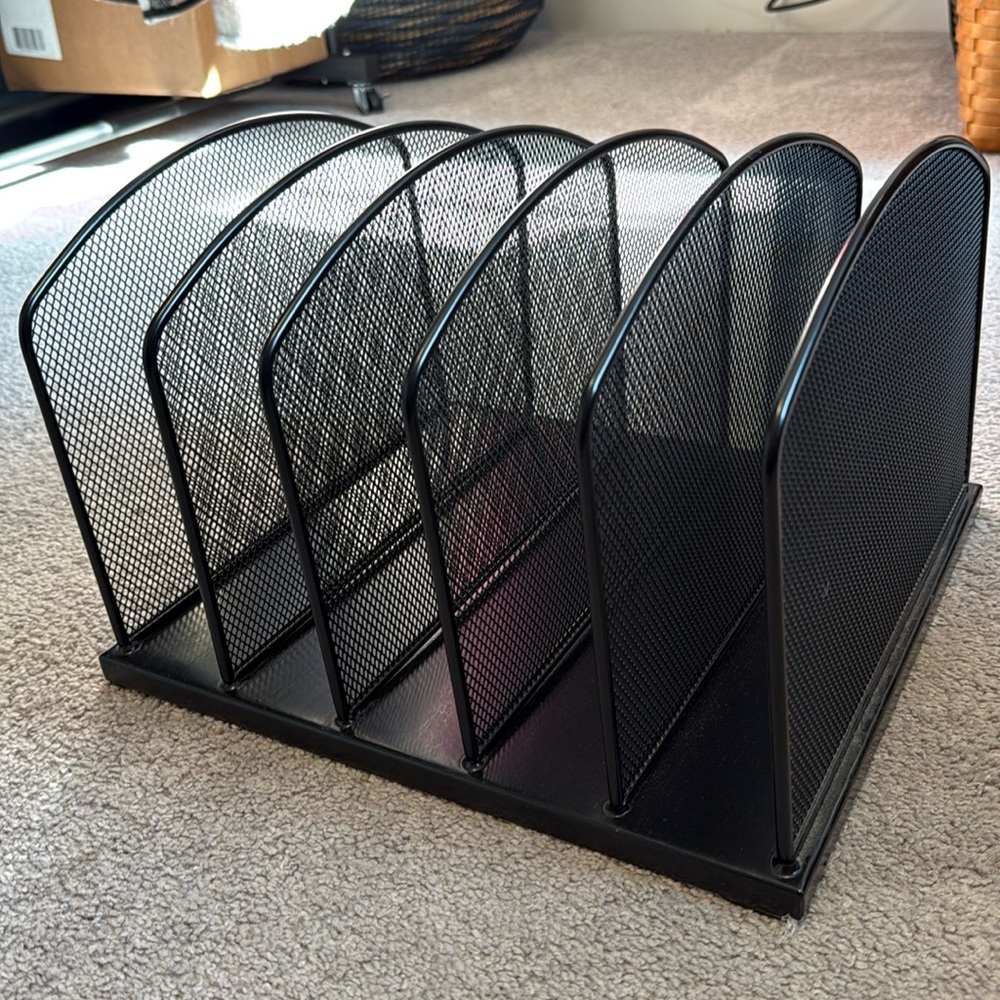 Office Depot Brand 5 Compartment Black Metal Mesh File Sorter